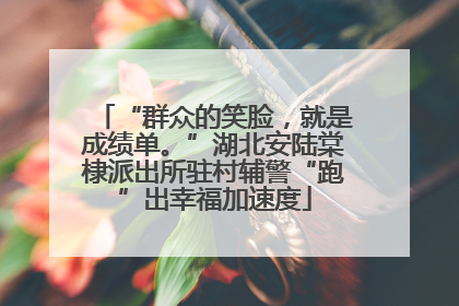“群众的笑脸，就是成绩单。”湖北安陆棠棣派出所驻村辅警“跑”出幸福加速度