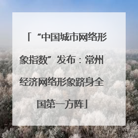 “中国城市网络形象指数”发布：常州经济网络形象跻身全国第一方阵