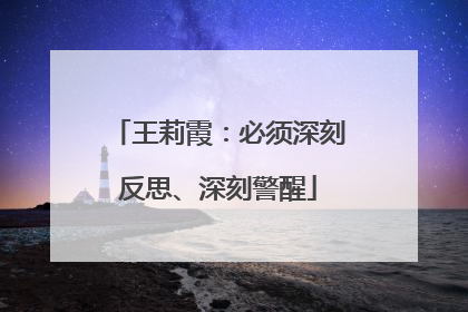 王莉霞：必须深刻反思、深刻警醒