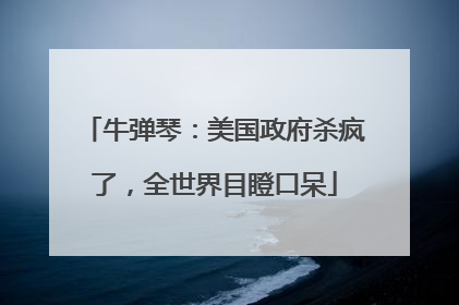 牛弹琴：美国政府杀疯了，全世界目瞪口呆