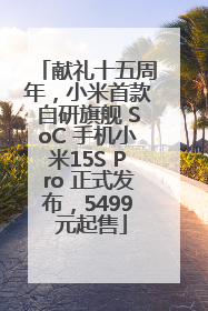 献礼十五周年，小米首款自研旗舰 SoC 手机小米15S Pro 正式发布，5499 元起售