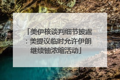 美伊核谈判细节披露：美提议临时允许伊朗继续铀浓缩活动