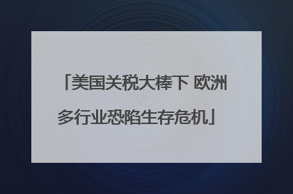美国关税大棒下 欧洲多行业恐陷生存危机