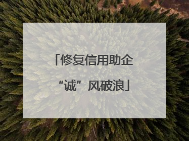 修复信用助企“诚”风破浪