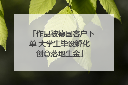 作品被德国客户下单 大学生毕设孵化创意落地生金