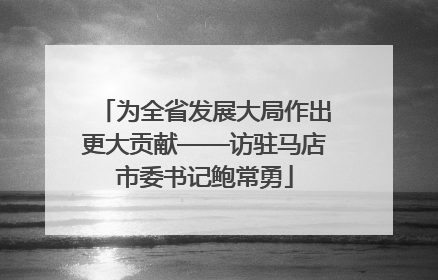 为全省发展大局作出更大贡献——访驻马店市委书记鲍常勇