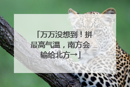 万万没想到！拼最高气温，南方会输给北方→