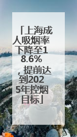 上海成人吸烟率下降至18.6%，提前达到2025年控烟目标