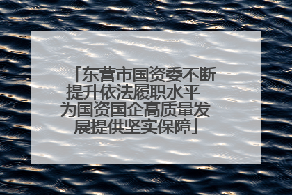 东营市国资委不断提升依法履职水平 为国资国企高质量发展提供坚实保障