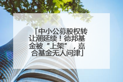 中小公募股权转让潮延续！德邦基金被“上架”，嘉合基金无人问津