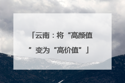云南：将“高颜值”变为“高价值”