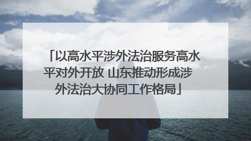 以高水平涉外法治服务高水平对外开放 山东推动形成涉外法治大协同工作格局