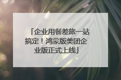 企业用餐差旅一站搞定！鸿蒙版美团企业版正式上线