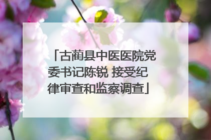 古蔺县中医医院党委书记陈锐 接受纪律审查和监察调查