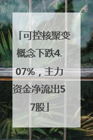 可控核聚变概念下跌4.07%，主力资金净流出57股