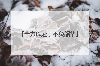 全力以赴，不负韶华