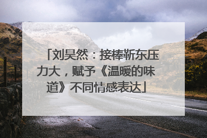 刘昊然：接棒靳东压力大，赋予《温暖的味道》不同情感表达