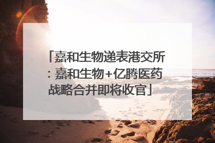 嘉和生物递表港交所：嘉和生物+亿腾医药战略合并即将收官