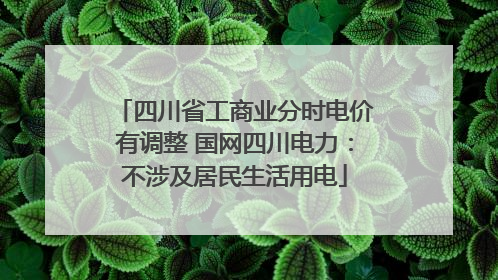 四川省工商业分时电价有调整 国网四川电力：不涉及居民生活用电