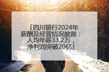四川银行2024年薪酬及经营情况披露：人均年薪33.2万，净利润突破20亿