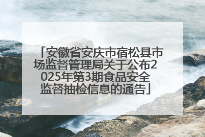 安徽省安庆市宿松县市场监督管理局关于公布2025年第3期食品安全监督抽检信息的通告