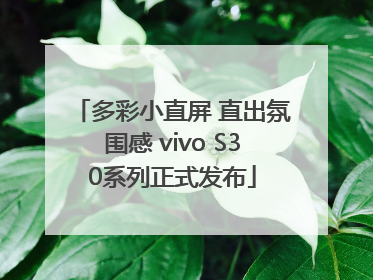 多彩小直屏 直出氛围感 vivo S30系列正式发布