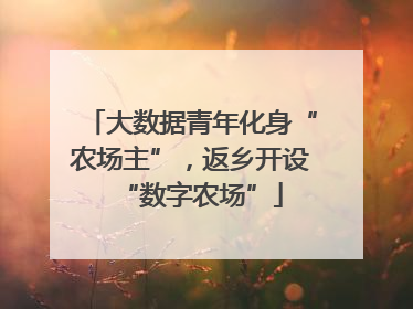 大数据青年化身“农场主”，返乡开设“数字农场”