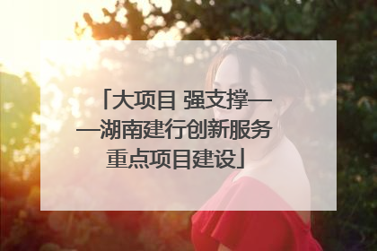 大项目 强支撑——湖南建行创新服务重点项目建设