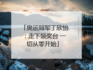 奥运冠军丁欣怡：走下领奖台 一切从零开始