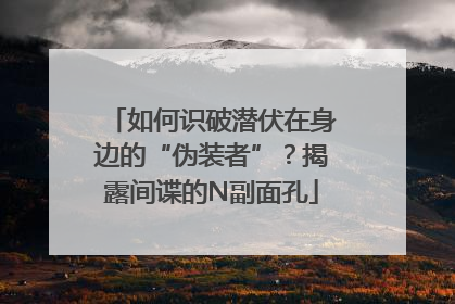 如何识破潜伏在身边的“伪装者”？揭露间谍的N副面孔