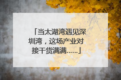 当太湖湾遇见深圳湾，这场产业对接干货满满……