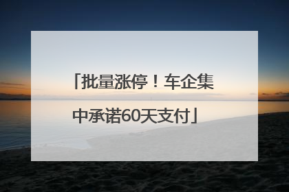 批量涨停！车企集中承诺60天支付