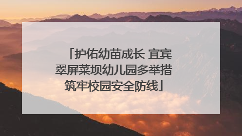 护佑幼苗成长 宜宾翠屏菜坝幼儿园多举措筑牢校园安全防线