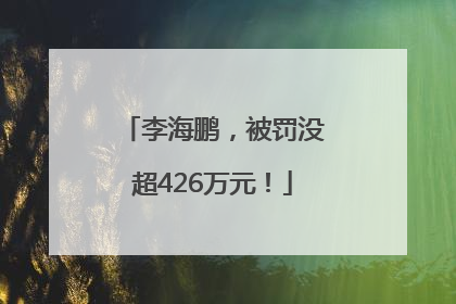 李海鹏，被罚没超426万元！