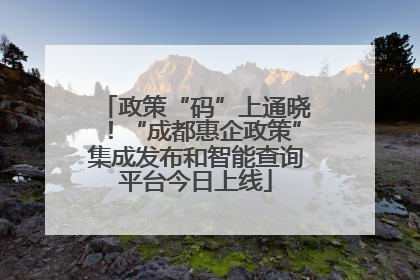 政策“码”上通晓！“成都惠企政策”集成发布和智能查询平台今日上线