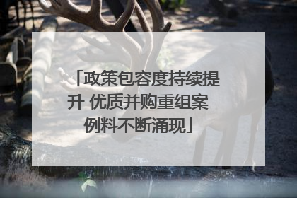 政策包容度持续提升 优质并购重组案例料不断涌现