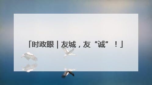 时政眼｜友城，友“诚”！