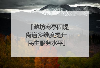 潍坊寒亭固堤街道多维度提升民生服务水平