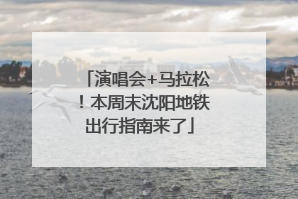 演唱会+马拉松！本周末沈阳地铁出行指南来了