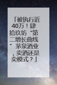 被执行近40万！肆拾玖坊“第二增长曲线”茅泉酒业，卖酒还是卖模式？