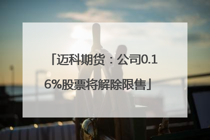 迈科期货：公司0.16%股票将解除限售