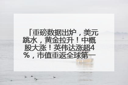 重磅数据出炉，美元跳水，黄金拉升！中概股大涨！英伟达涨超4%，市值重返全球第一！黄仁勋计划出售至多600万股股票
