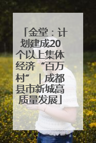 金堂：计划建成20个以上集体经济“百万村”｜成都县市新城高质量发展