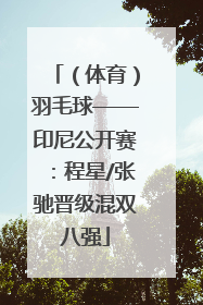 （体育）羽毛球——印尼公开赛：程星/张驰晋级混双八强
