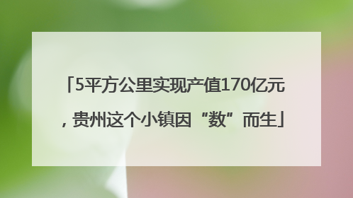 5平方公里实现产值170亿元，贵州这个小镇因“数”而生