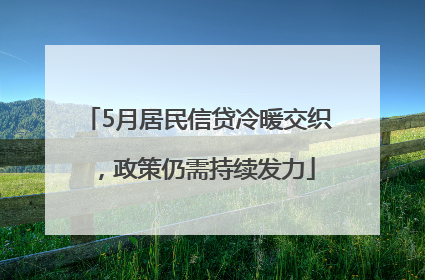 5月居民信贷冷暖交织，政策仍需持续发力